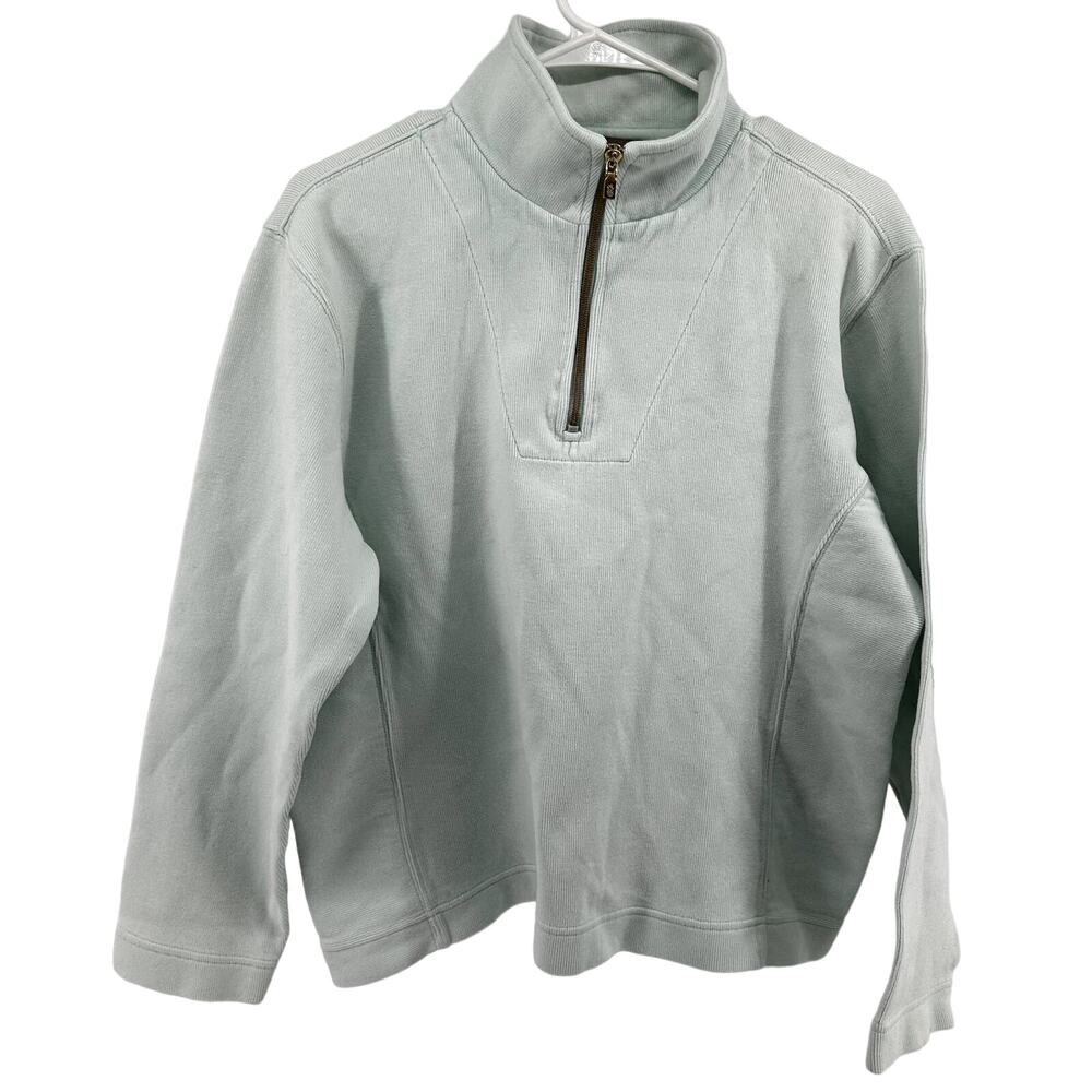 Tommy Bahama 1/4 Zip Pullover Sweater Turtleneck Cotton Mint Blue Large